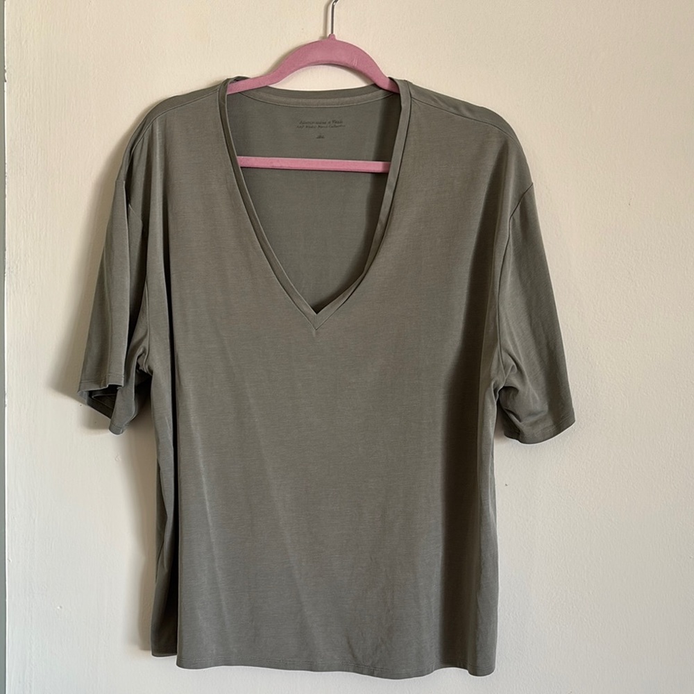 Women's V-Neck Olive Top